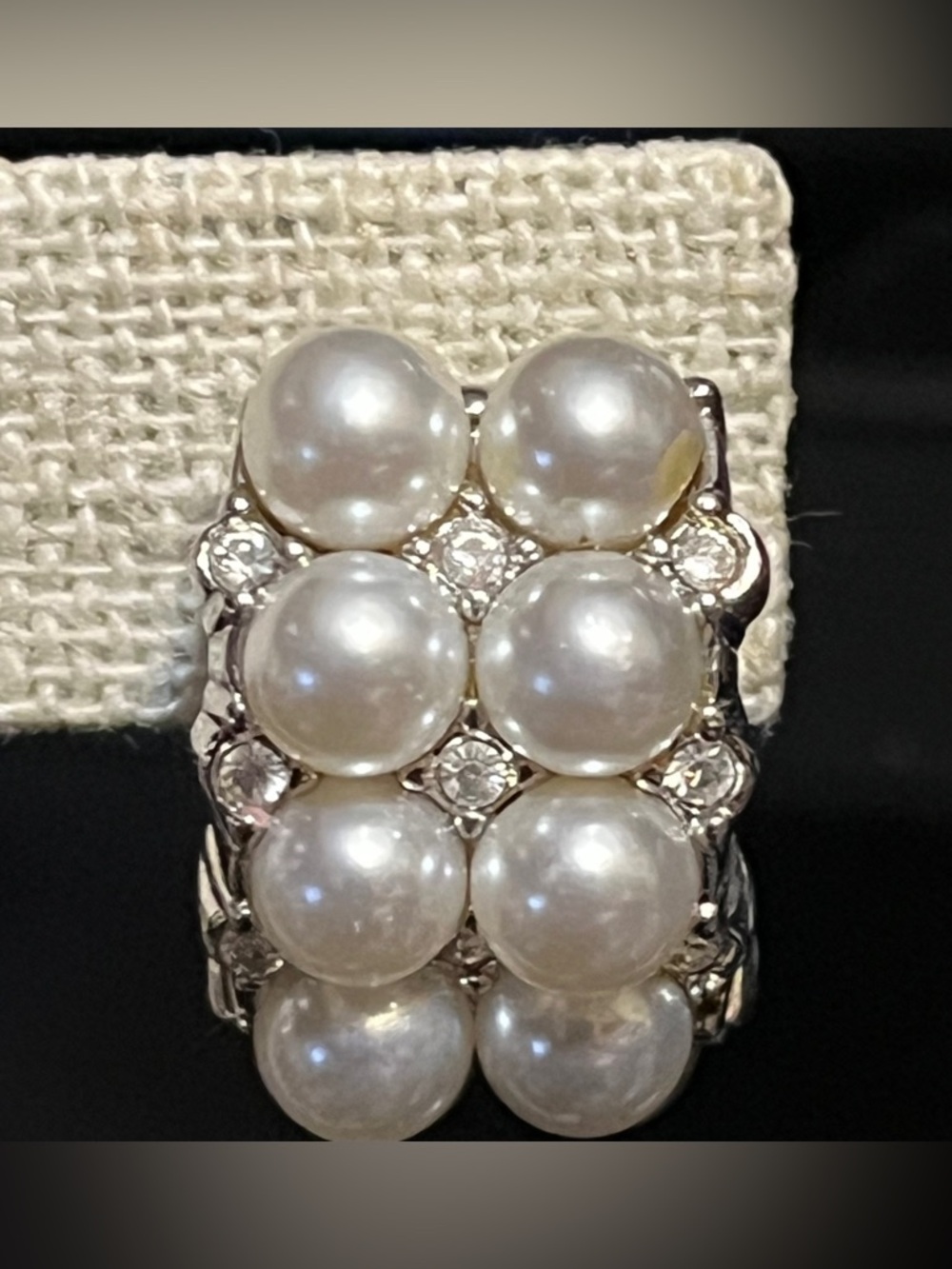 Swarovski Crystals & Pearl Cluster Earrings - Picture 7 of 7
